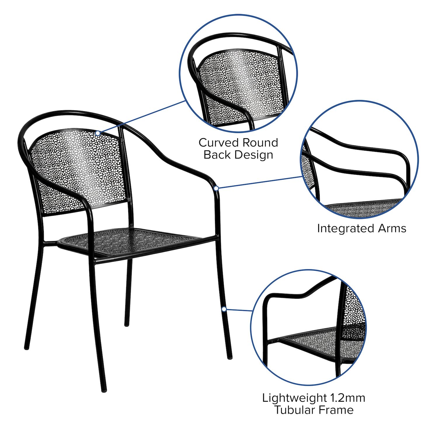 Flash Furniture Commercial-Grade Indoor / Outdoor Steel Patio Arm Chair