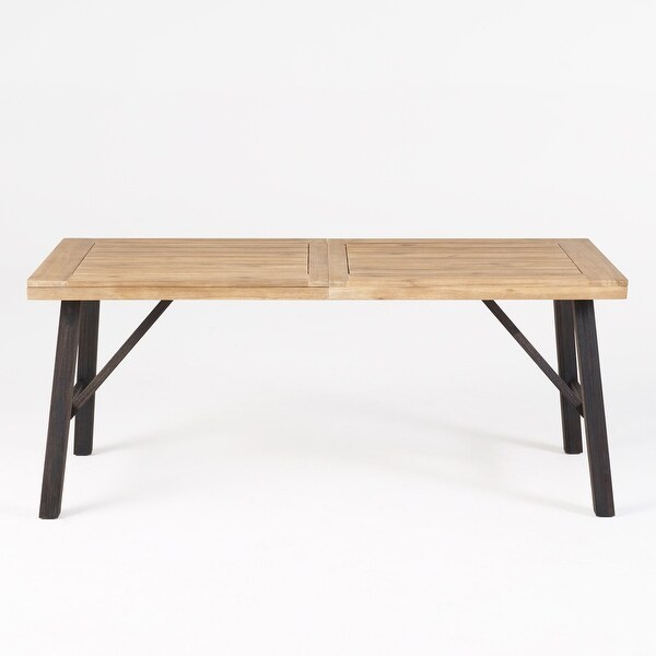 Outdoor Weather Resistant Dining Table with Solid Acacia Wood Tabletop and Slat Panel Design