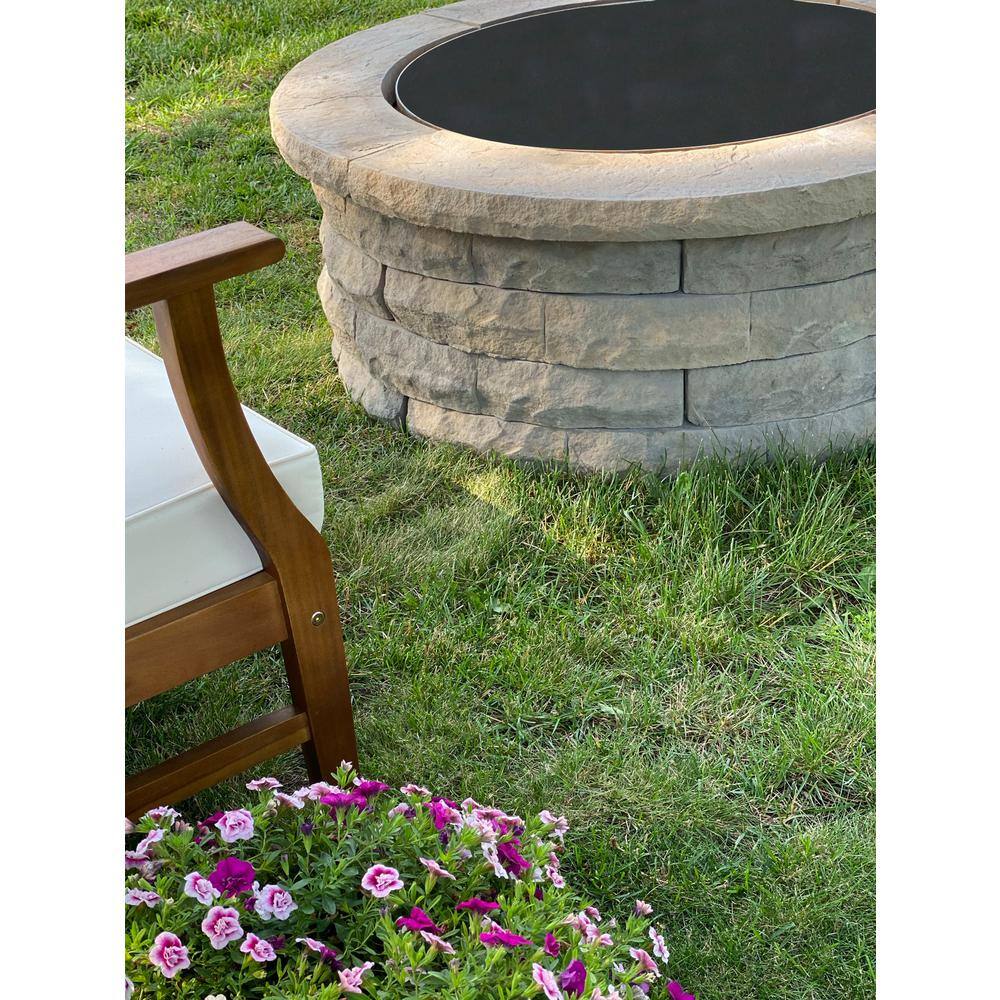 Nantucket Pavers Ledgestone 47 in. x 18 in. Round Concrete Wood Fuel Fire Pit Ring Kit Tan Variegated 72014