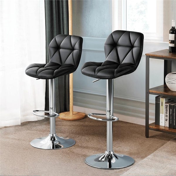 Modern Adjustable Faux Leather Swivel Bar Stool Armless， 2pcs