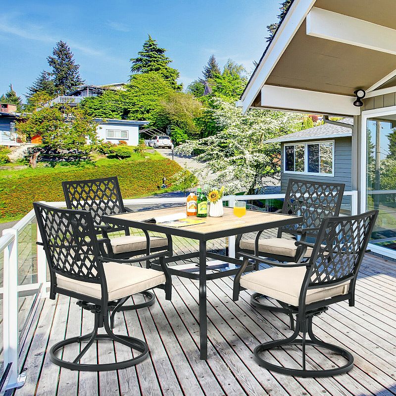 Patio Metal Square Dining Table For Garden And Poolside