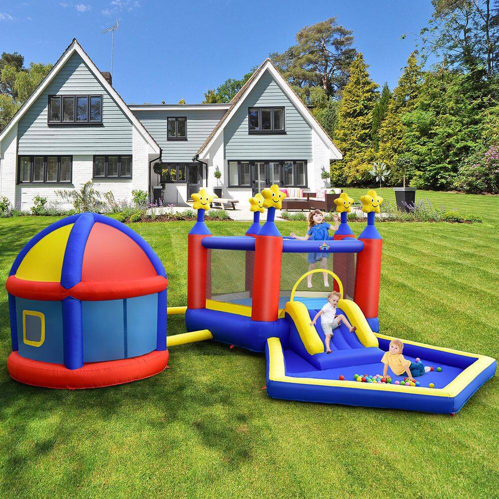 HONEY JOY Inflatable Bounce House Twinkle Star 5-In-1 Kids Inflatable Castle with Slide Jumping Area Ball Pit with 735-Watt Blower TOPB006376