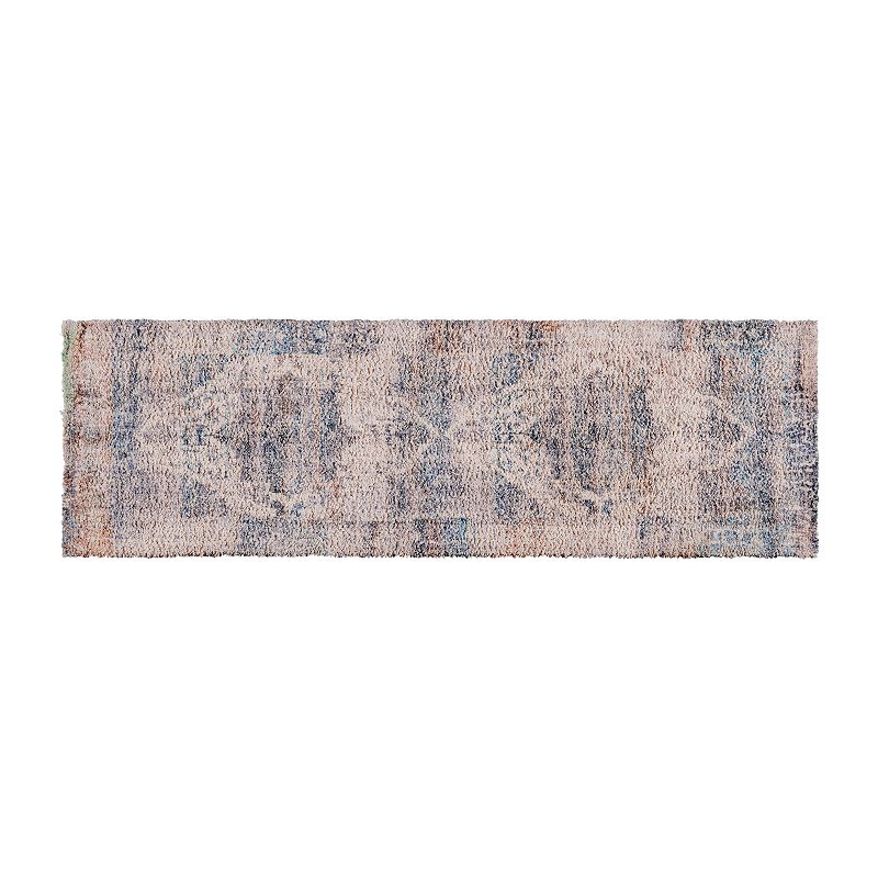 Merrick Lane 2' x 6' Distressed Old English Style Artisan Traditional Rug in Blue