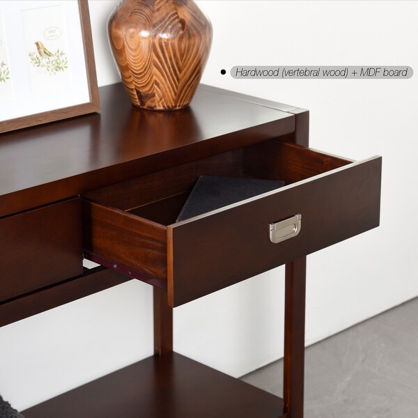 Homy Casa Traditional Solid Wood 2-Drawer Console Table