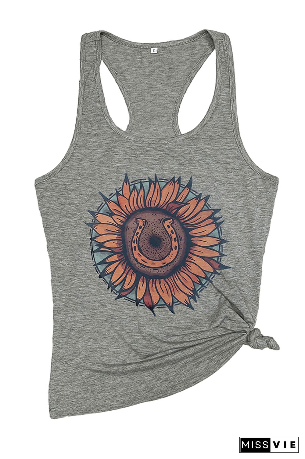 SUNFLOWER & HORSESHOE Printed Sleeveless Tank Top Wholesale