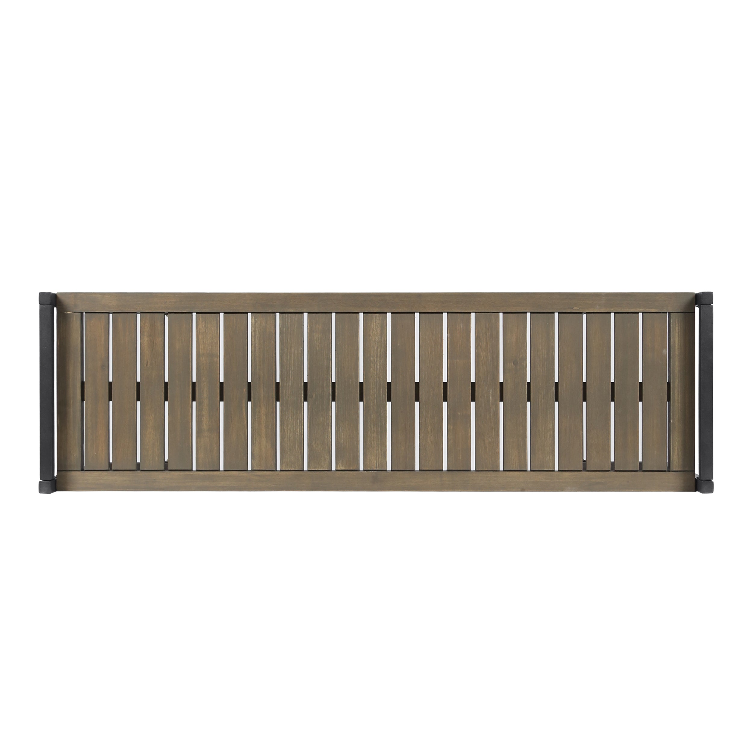 Noel Outdoor Industrial Acacia Wood and Iron Bench