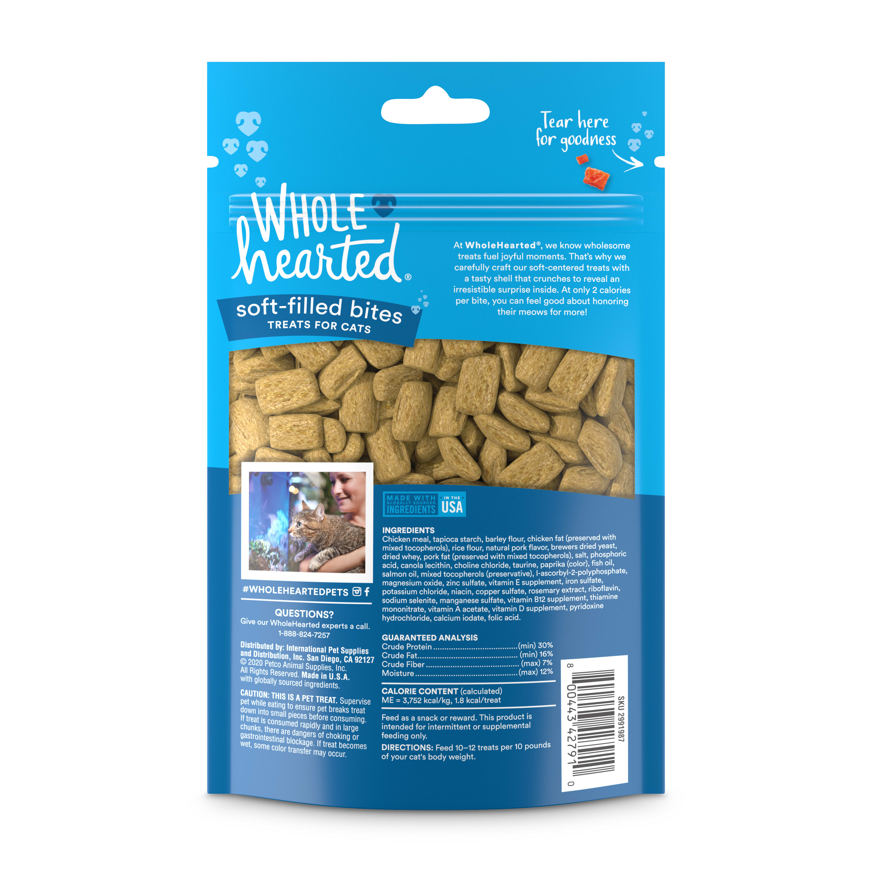 WholeHearted Soft Center Crunchy Salmon Flavor Treats for Cats， 3 oz.