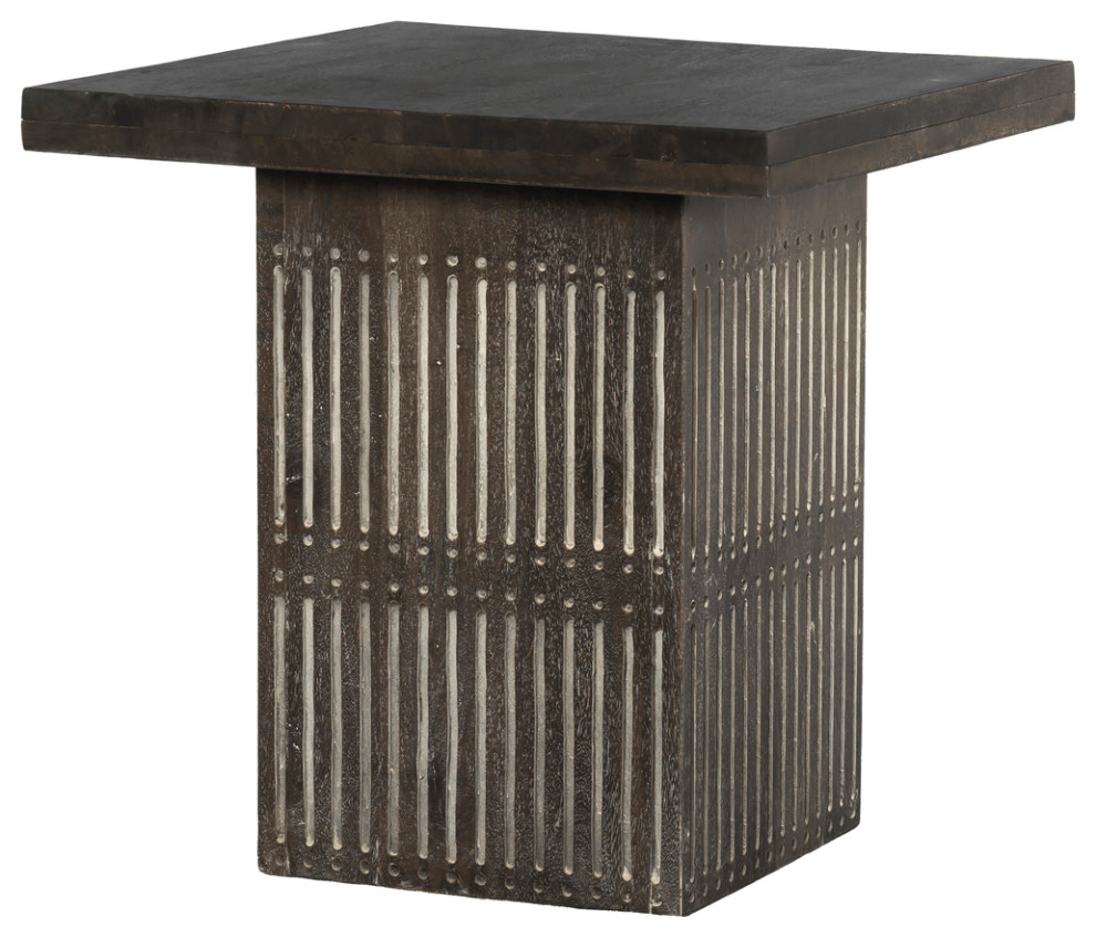 24 quotAntique Brown Solid Wood Square End Table   Side Tables And End Tables   by HomeRoots  Houzz