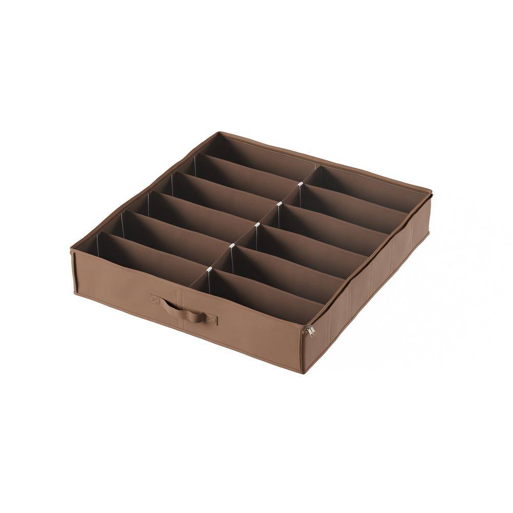 Everyday Home 27 in. x 5 in. 12-Pair Brown base with a clear cover Nylon Underbed Shoe Storage 80-90700