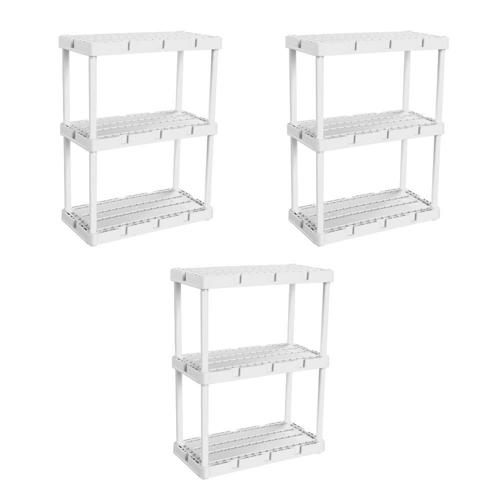 GRACIOUS LIVING Knect A Shelf 3 Shelf Interlocking Organizers White (3 Pack) 3 x 91083-1C