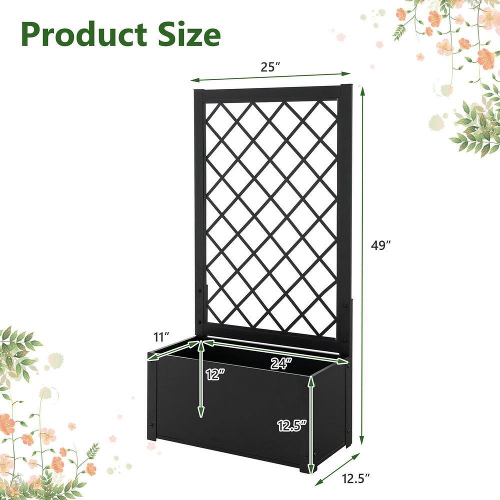 ANGELES HOME 49 in. Black Metal Vertical Raised Garden Bed with Trellis(1-Pack) 398CKGT04