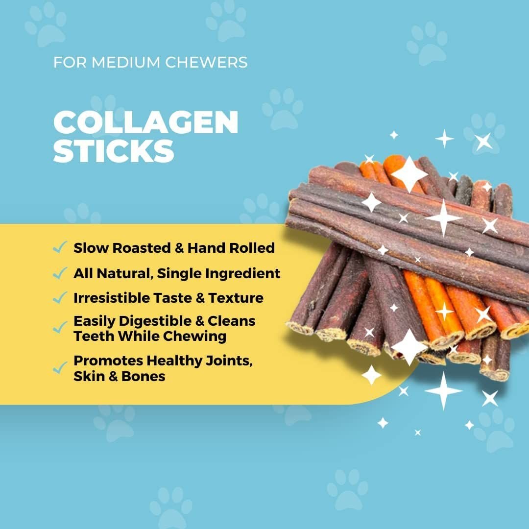 HOTSPOT PETS 6-inch Rawhide Alternative Natural Flavor Beef Collagen Sticks Chews Dog Treats