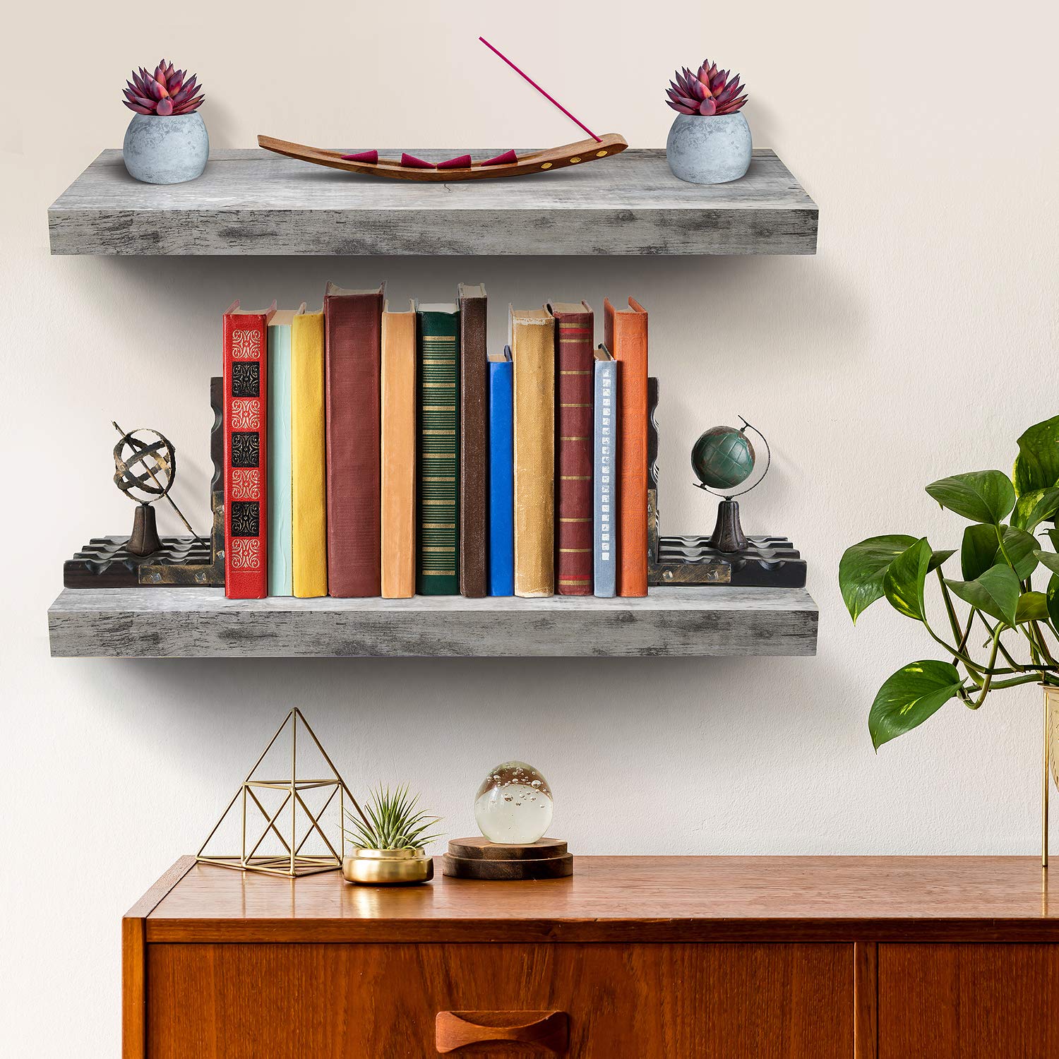 Floating Wall Shelf - Gray Wood