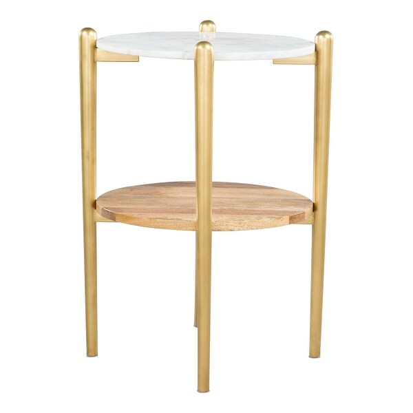 Mina Marble Side Table White and Gold