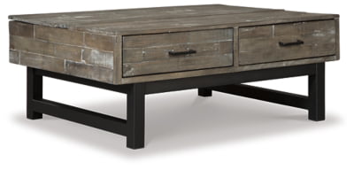 Signature Design by Ashley Mondoro Industrial Rectangular Lift Top Coffee Table, Gray Brown & Black