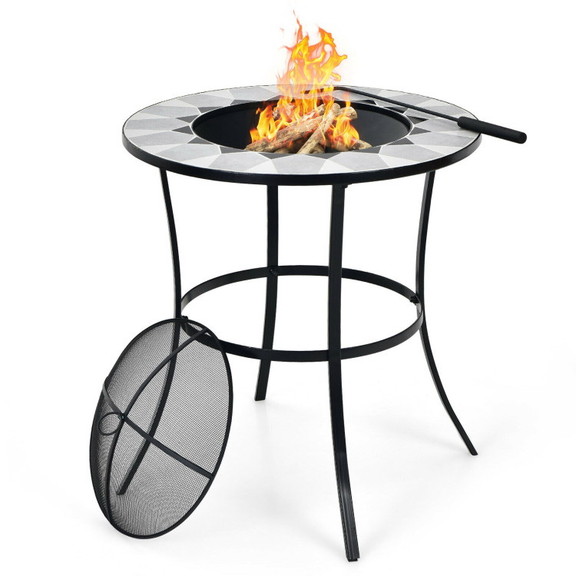 Costway 17436890 23.5 Inches Round Fire Pit Table ...