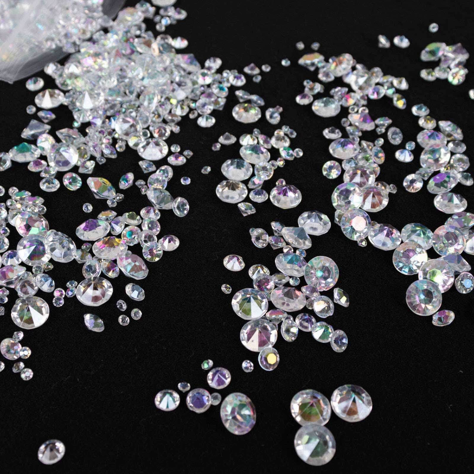 4000 Pcs Iridescent Acrylic Diamond Vase Fillers Table Scatters, DIY Craft Beads Wedding Table Confetti - 3mm, 6mm, 10mm