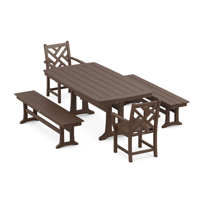 Polywood Chippendale 5-Piece Dining Set with Trestle Legs PWS1033-1