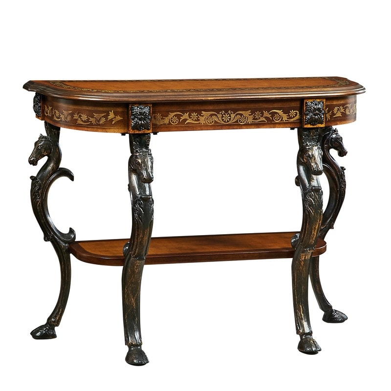 Linon Montpellier Floral Demilune Console Table