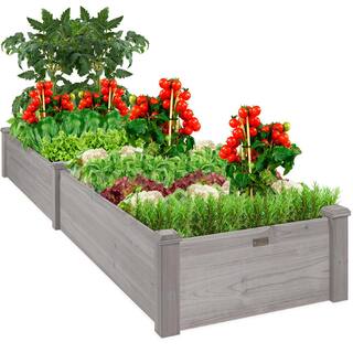 Best Choice Products 8 ft. x 2 ft. Wood Raised Garden Bed - Gray SKY6628