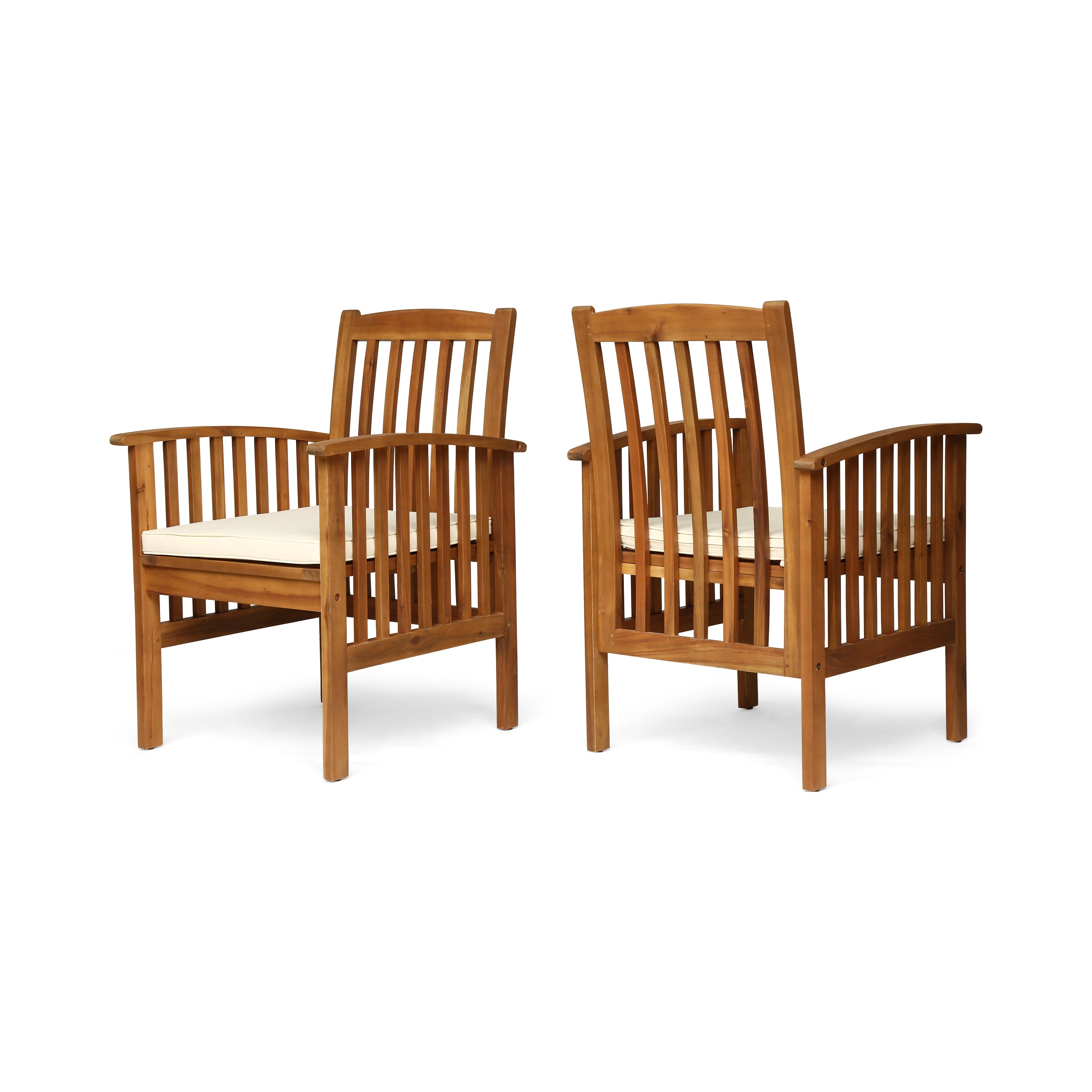 Phoenix Acacia Patio Dining Chairs, Acacia Wood with Outdoor Cushions, (Set of 2)