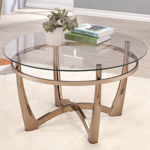 Orlando Li Coffee Table Champagne clear Glass Acme Furniture