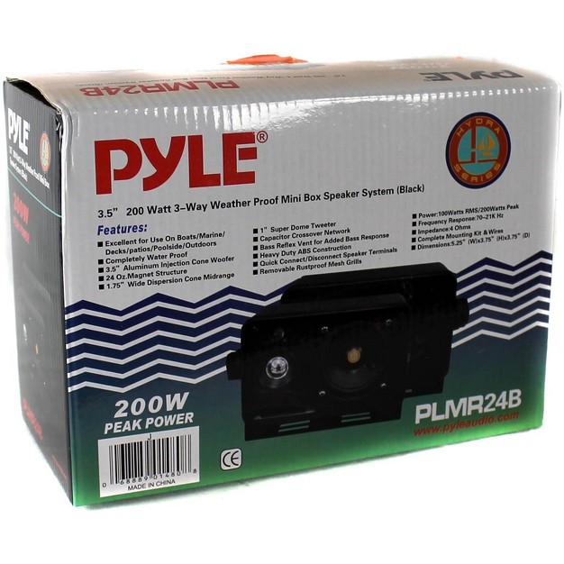 Pyle Plmr24 Outdoor Marine Grade 3 5 Inch 200w 3 way Audio Waterproof Speakers Black 2 Pack