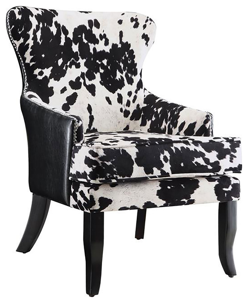 Trea Cowhide Print Accent Chair Black and White   Modern   Armchairs And Accent Chairs   by Modon  Houzz