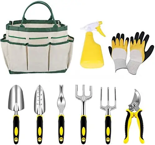 Factory wholesale garden tool set canvas bag steel material gardening tools set