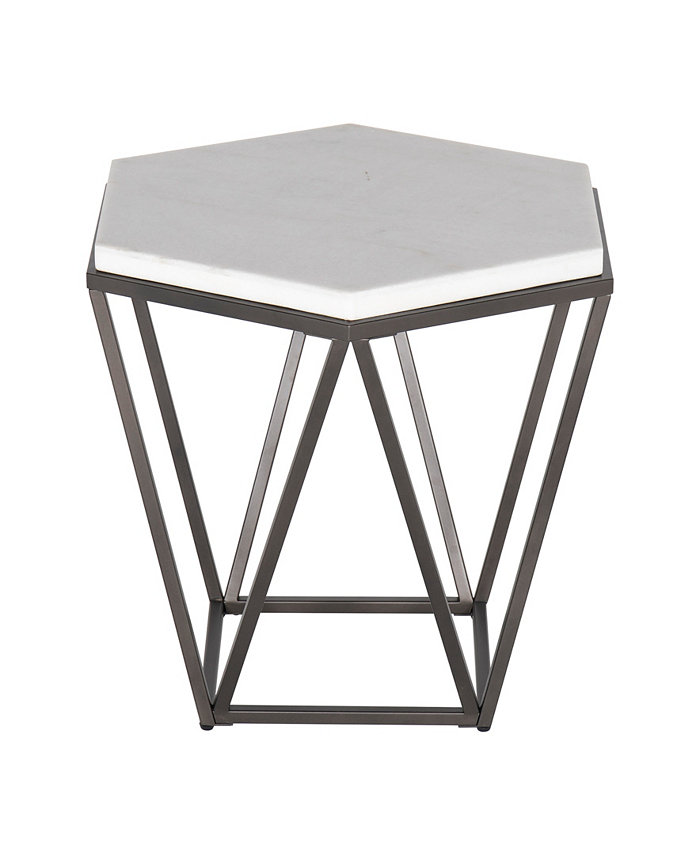 Steve Silver Corvus 24 Hexagonal Shape Marble Top End Table