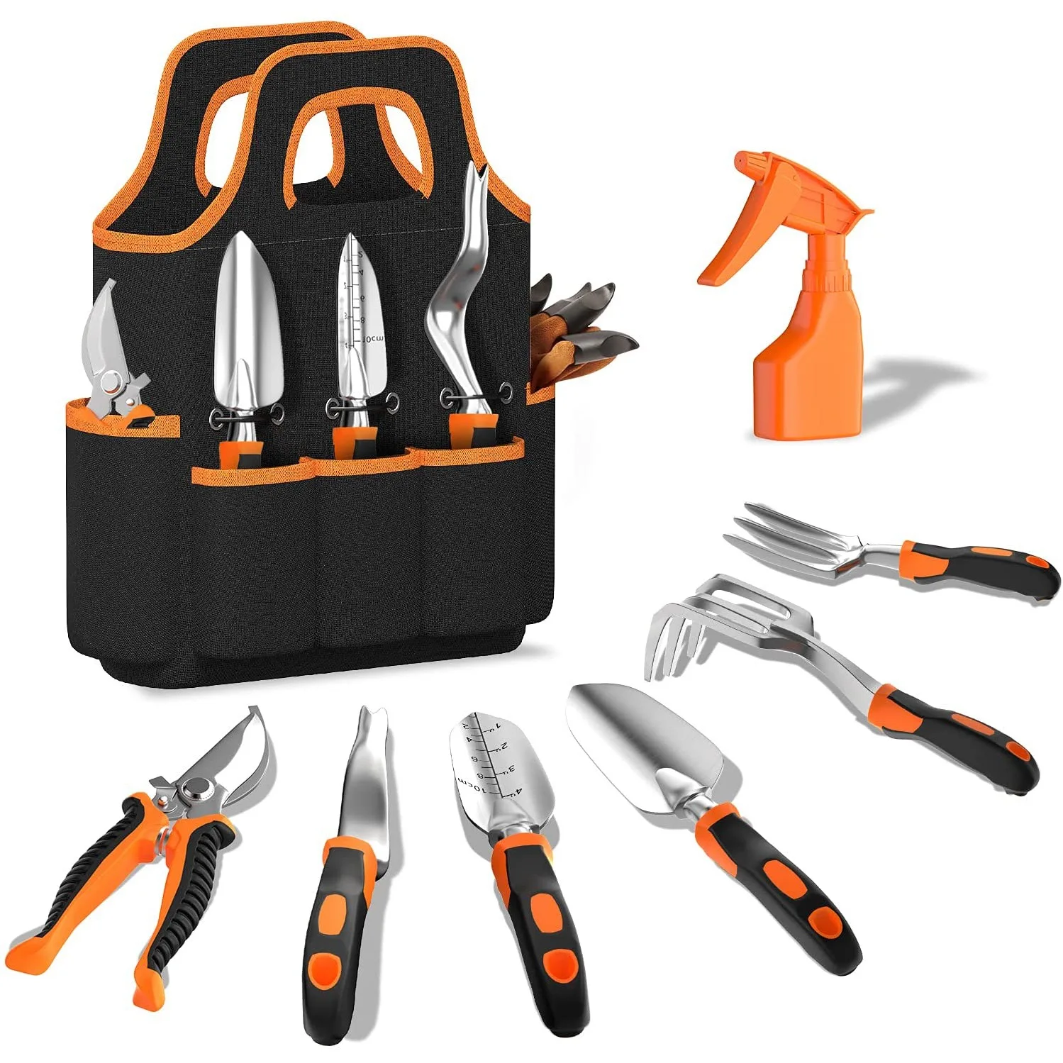 9 Pcs Garden Tools Set Custom Heavy Duty Gardening Hand Tool Kits with Sturdy Fabric Storage Bag Gardening Gifts for Women Kids