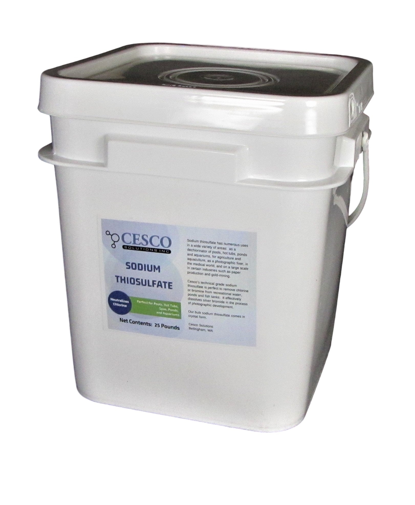 Pool Dechlorinator Sodium Thiosulfate Pentahydrate 25 lbs by Cesco Solutions - Premium Chlorine Neutralizer for Pools, Aquarium, Pond - Technical-Grade Chlorine Remover for Hot Tubs - Bulk Package