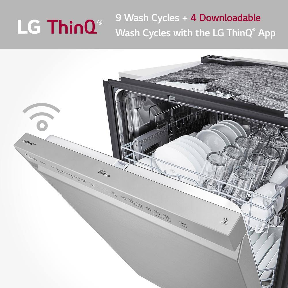 LG 24 in. Stainless Steel Front Control Built-In Dishwasher with Stainless Steel Tub Quadwash Dynamic Dry ADA 48 dBA ADFD5448AT