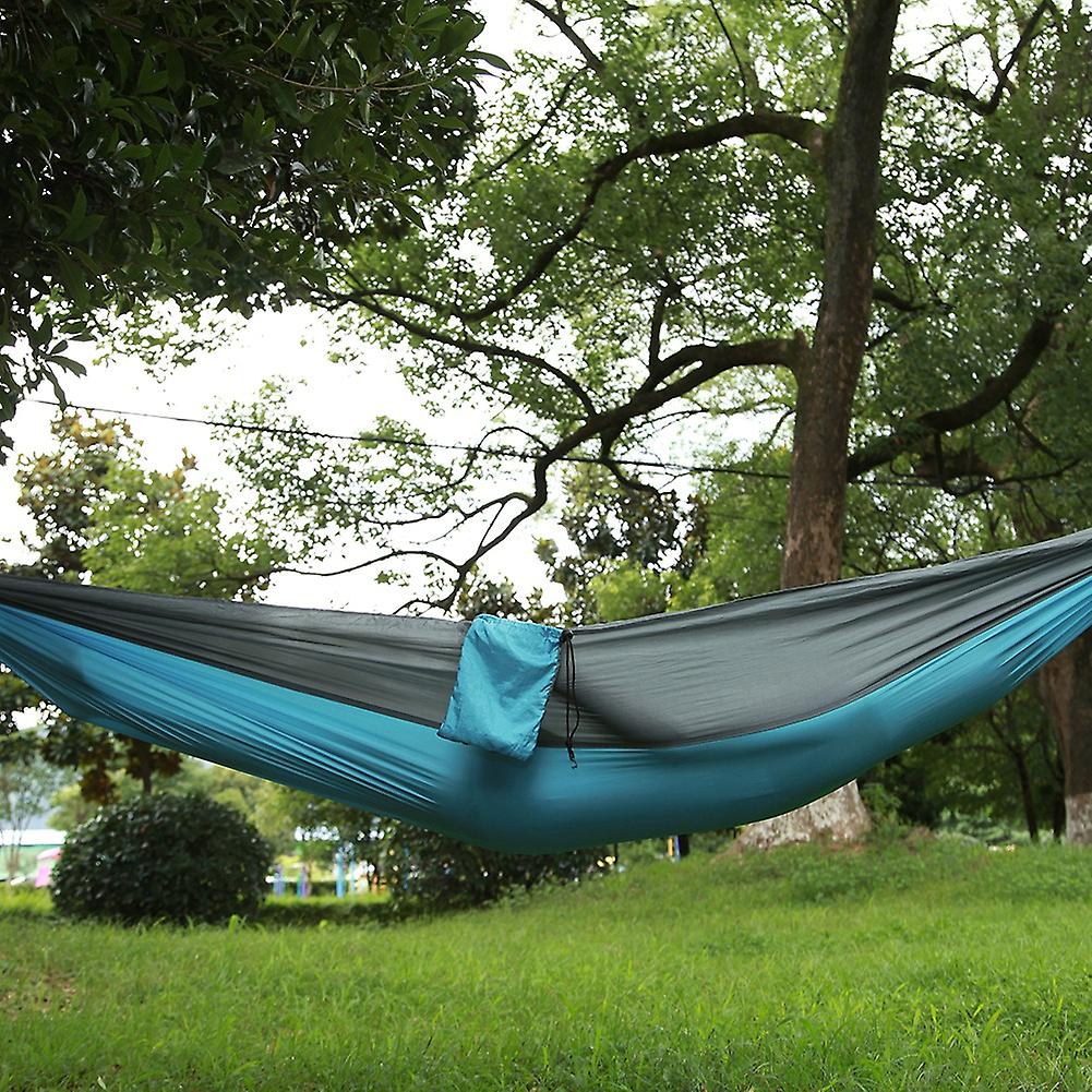 Portable Camping Travel Single Hammock Hanging Bed With Tree Strap (gray   Blue)