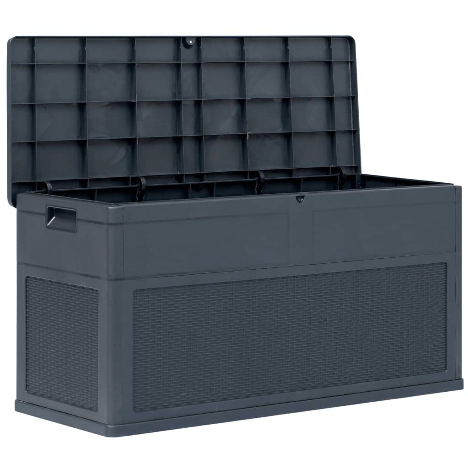 Patio Storage Box 84.5 gal Anthracite, Resin Large Deck Box, for Patio Furniture, Outdoor Cushions, Garden Tools and Pool Toys