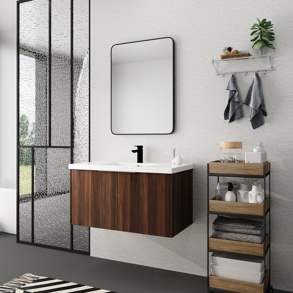 Modern Design 36 Inch Float Mounting Bathroom Vanity With Sink Soft Close Door 2 Doors