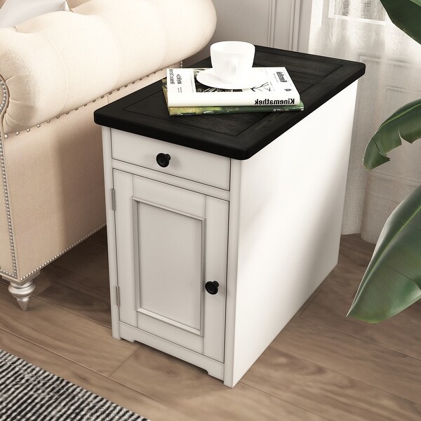 Livingroom End Table Sidetable Nightstand with USB Ports and Drawer