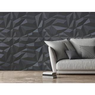 INNOVERA DECOR BY PALRAM 24'' x 24'' Glacier PVC Seamless 3D Wall Panels in Smoked Gray 9-Pieces 705501