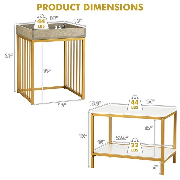 Costway 2PCS 2-Tier Nesting Coffee Sofa Side End Tables Narrow for - See Details