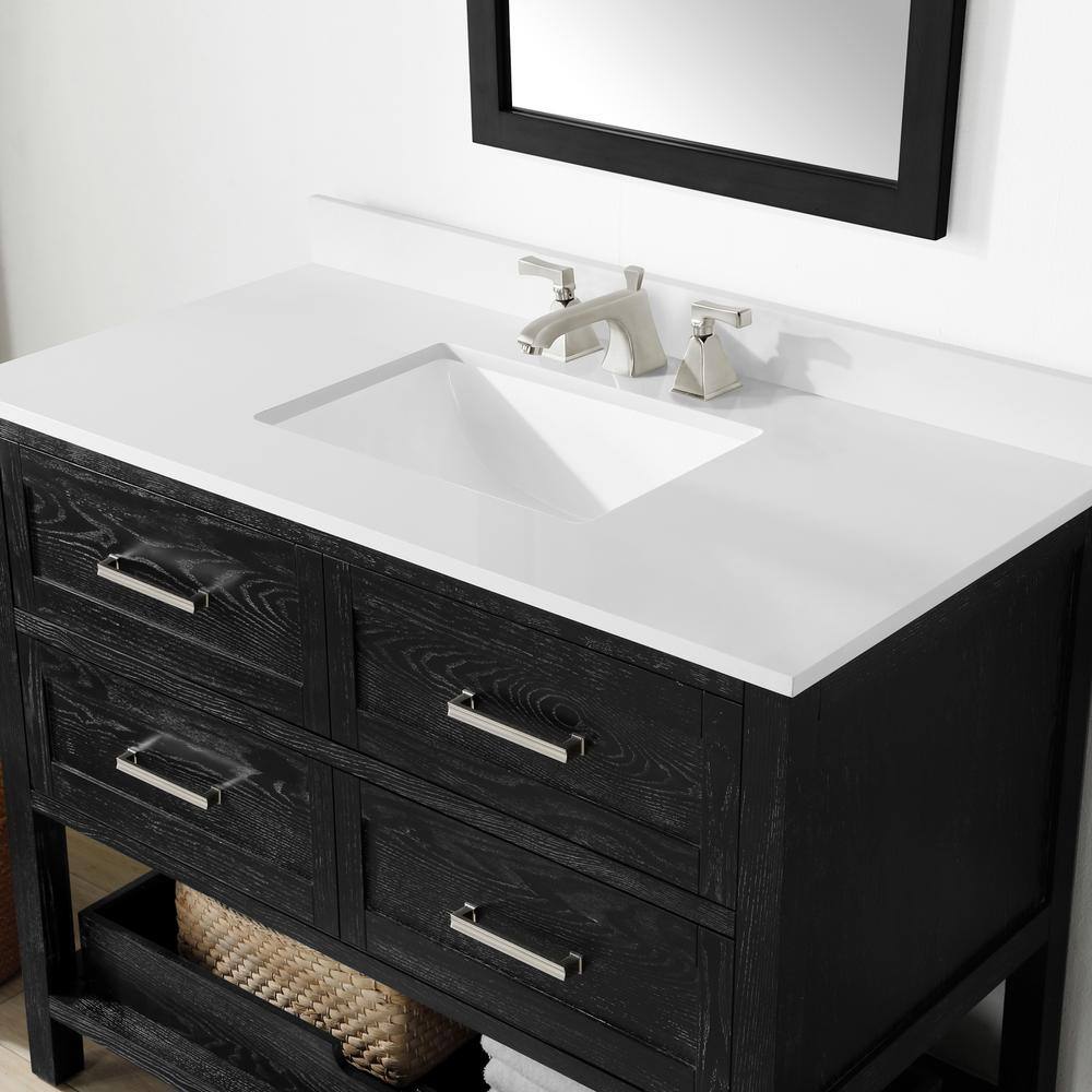 Martha Stewart Living Hillcrest 42 in. Bath Vanity in Black Cerused with Cultured Marble Vanity Top in White with White Basin 15VVA-HILL42-11