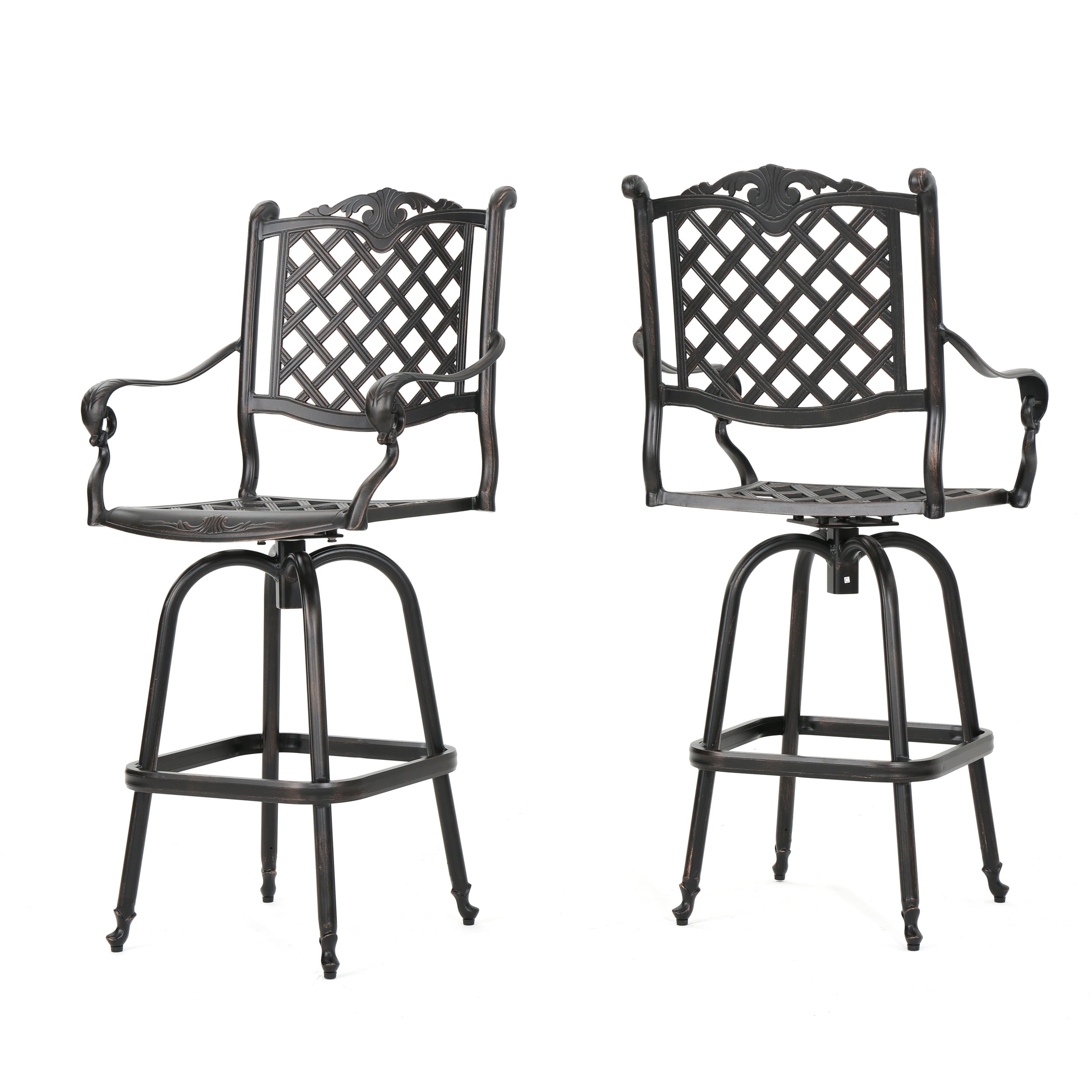 Pomelo 30-Inch Outdoor Cast Aluminum Bar Stools (Set of 2)