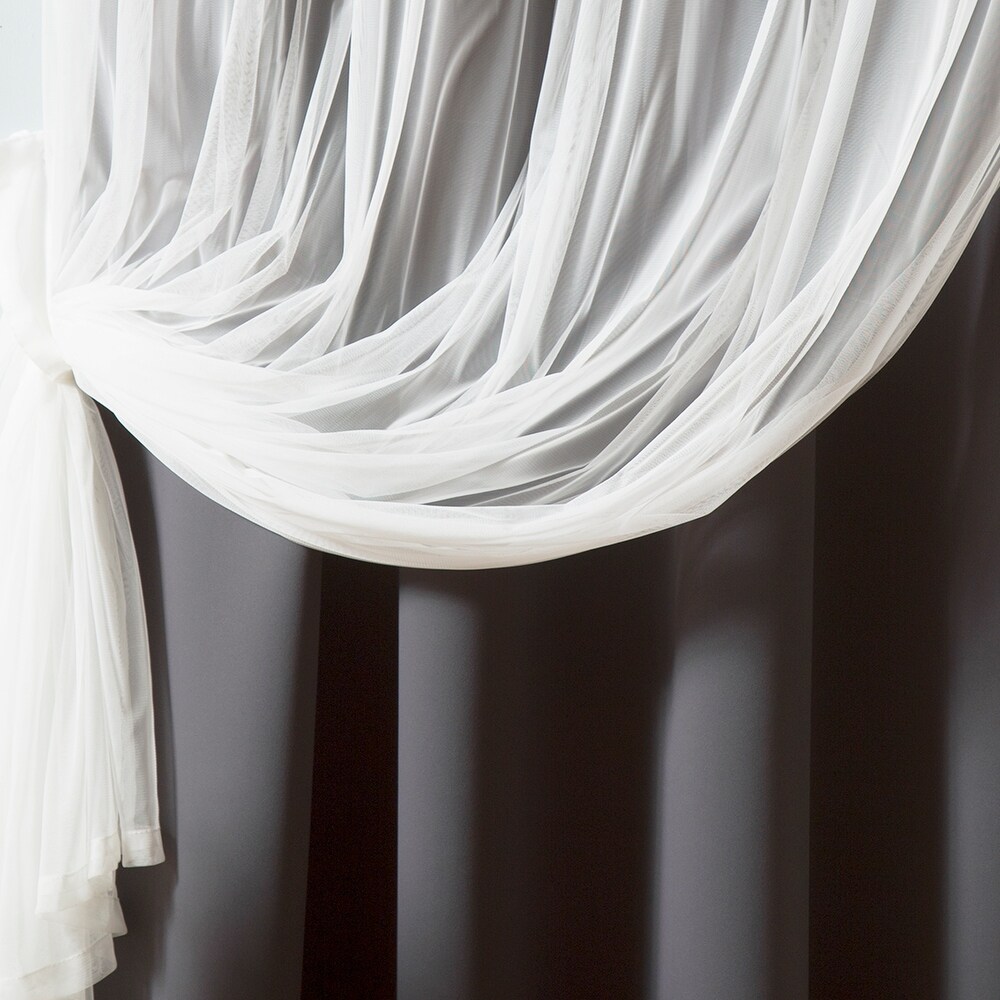 Aurora Home Tulle Sheer with Attached Valance   Blackout Mix   Match