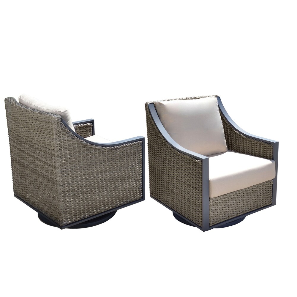 Abbyson Memphis Outdoor Wicker Swivel Chair (Set of 2)