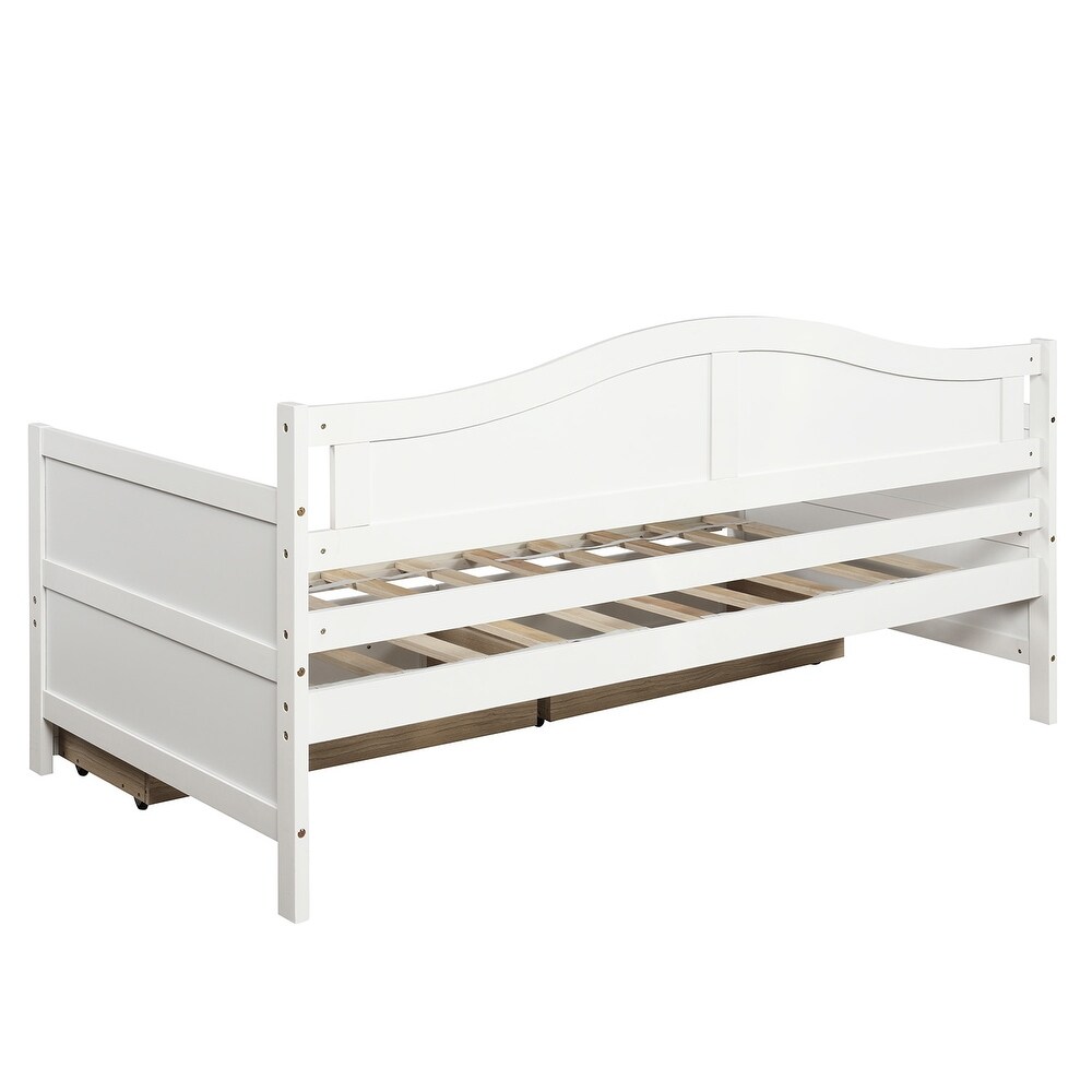 Twin Size Traditional Wood Daybed with 2 Drawers for Small Bedroom City Aprtment Dorm