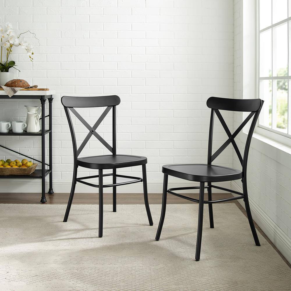 CROSLEY FURNITURE Camille Black Metal Dining Chair (Set of 2) CF500620-MB