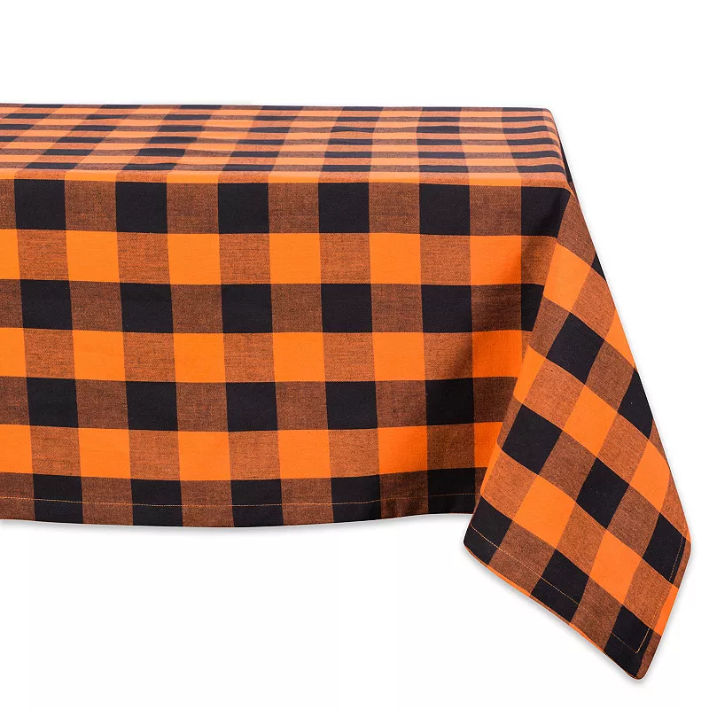 60 x 104 Orange And Black Rectangular Buffalo Checkered Halloween Tablecloth