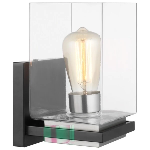 Crossroads 1 Light Vanity Matte Black with Clear Glass