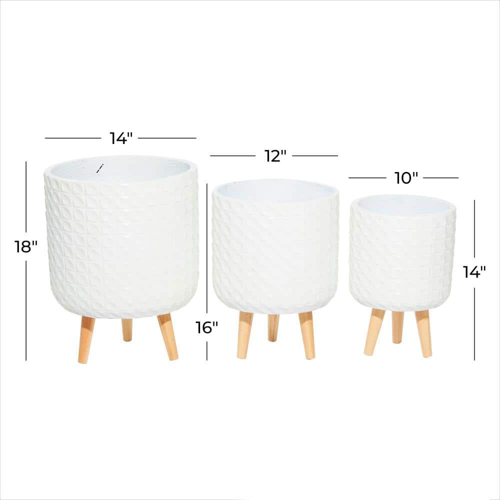 CosmoLiving by Cosmopolitan 18 in. x 14 in. White MGO Planter (Set of 3) 46520