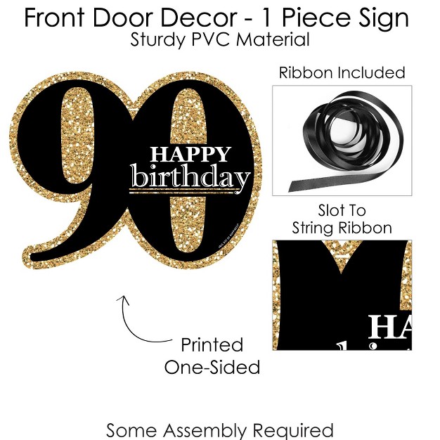 Big Dot Of Happiness Adult 90th Birthday Gold Hanging Porch Birthday Party Outdoor Decorations Front Door Decor 1 Piece Sign