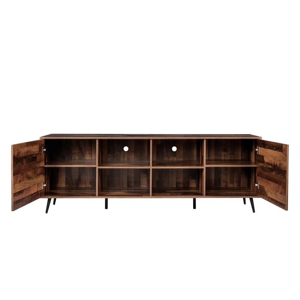 TV Stand Media Entertainment Center Mid Century Modern TV Console Table with Storage Cabinet Doors for Living Room